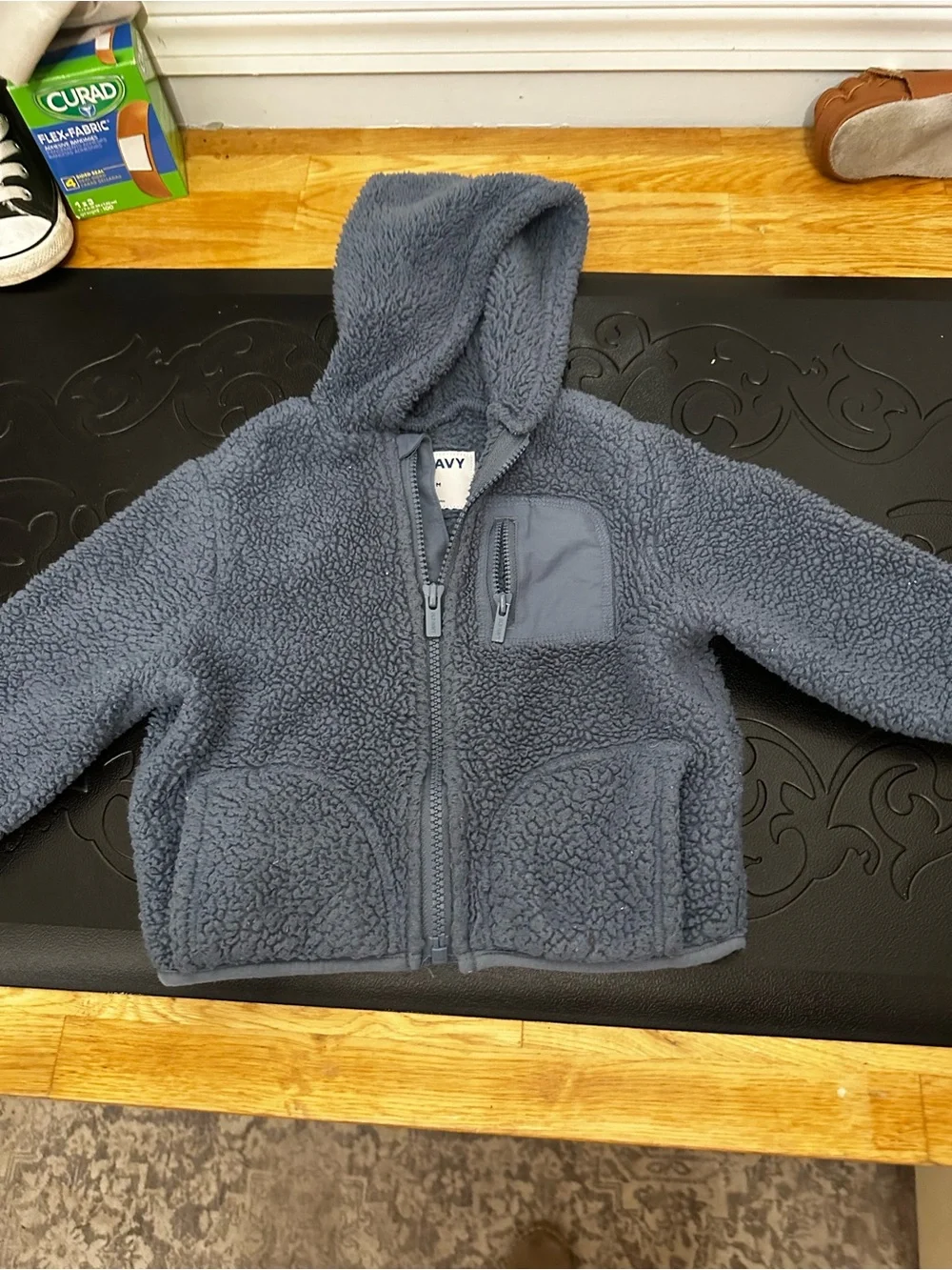Old Navy Cozy Navy Sherpa Zip Hoodie 12-18m